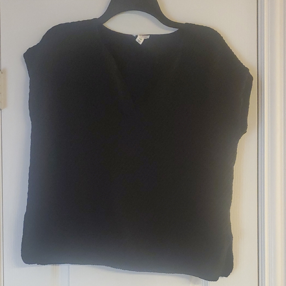 Tribal Jeans Black V-Neck Sweater Cap Sleeves Size Petite Small